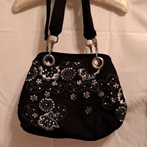 Elegant Black Embroidered Women's Bag